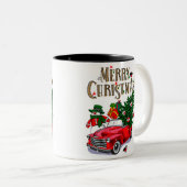 Vintage Weihnachtsfeier Zweifarbige Tasse (VorderseiteRechts)