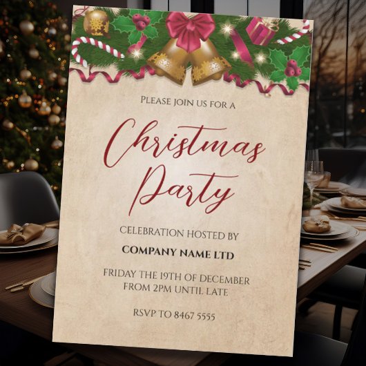Vintage Weihnachtsfeierlichkeiten Einladung