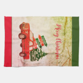 Vintage Weihnachtsfeierlichkeiten für Rote und Grü Geschirrtuch (Horizontal)