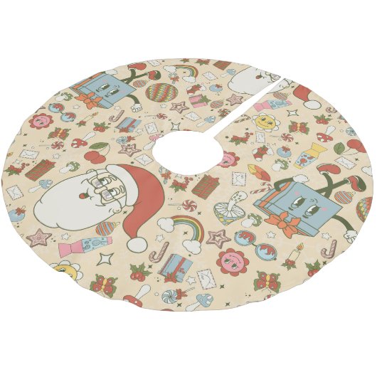 Vintage Weihnachtsfeiern Polyester Weihnachtsbaumdecke (Schrägansicht)