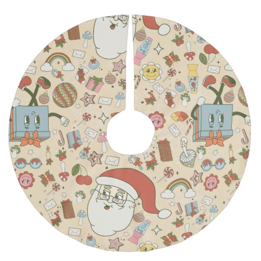 Vintage Weihnachtsfeiern Polyester Weihnachtsbaumdecke (Vorderseite)