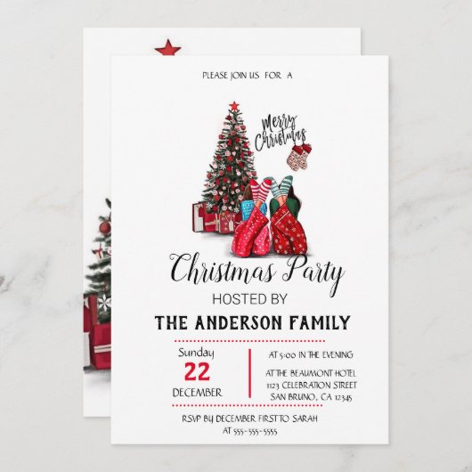 Vintage Weihnachtsfeiertag Einladung (Vorne/Hinten)