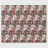 Vintage Weihnachtsfeiertag  Geschenkpapier (Flach)