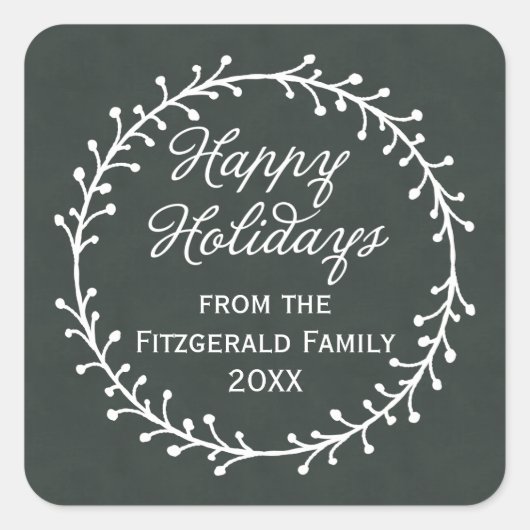 Vintage Weihnachtsfeiertage in Chalkboard Quadratischer Aufkleber (Vorderseite)