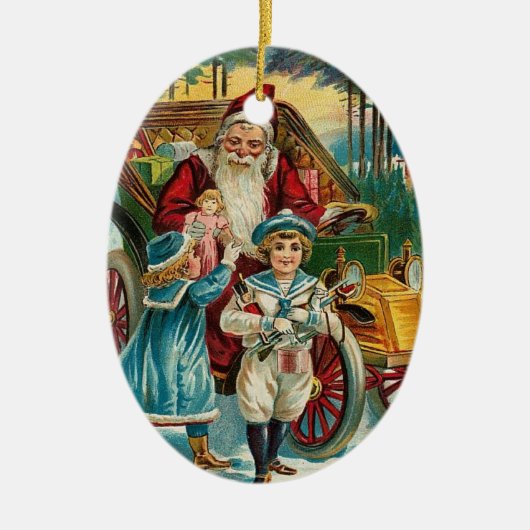 Vintage Weihnachtsfeiertage Keramik Ornament (Vorne)