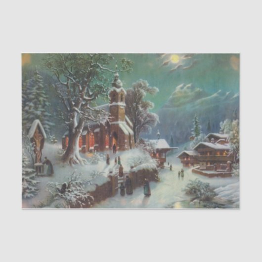 Vintage Weihnachtsfeiertage Krippenmalerei Seidenpapier (Vorderseite)