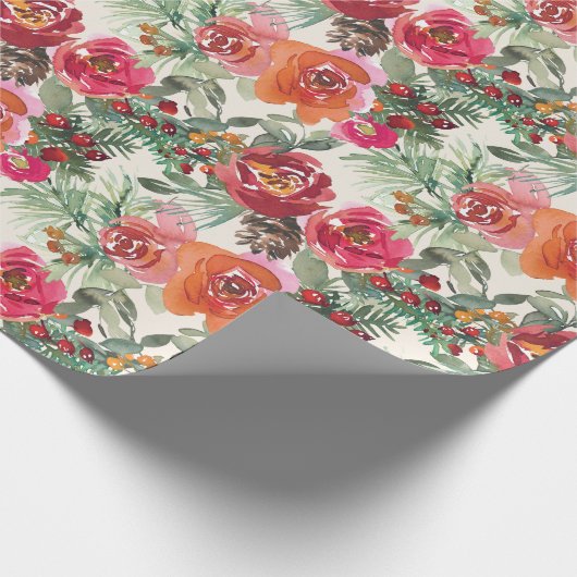 Vintage Weihnachtsfeiertage mit blühenden Handgemä Geschenkpapier (Ecke)