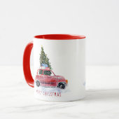 Vintage Weihnachtsfeiertage mit dem Roten Auto Tasse (Vorderseite Links)