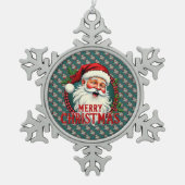 Vintage Weihnachtsfeiertage Patten Schneeflocken Zinn-Ornament (Vorderseite)