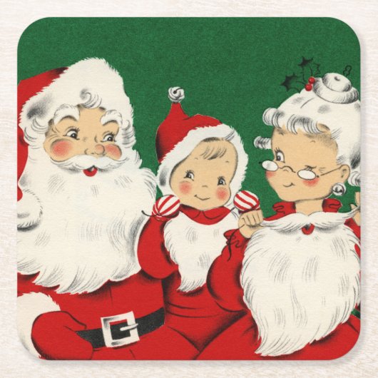 Vintage Weihnachtsfeiertage Rechteckiger Pappuntersetzer (Vorderseite)