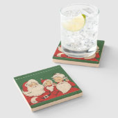 Vintage Weihnachtsfeiertage Steinuntersetzer (Seitenansicht)