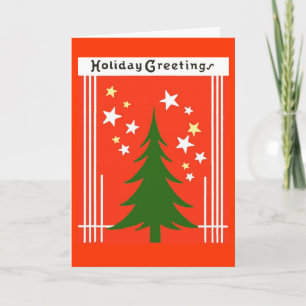 Vintage Weihnachtsfeiertags-Baum-Gruß-Karte Feiertagskarte