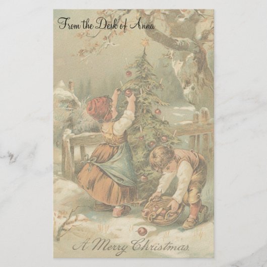 Vintage Weihnachtsfeiertags-Nostalgie altmodisch Briefpapier (Vorderseite)