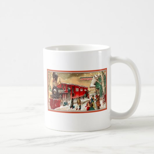 Vintage Weihnachtsfeiertags-Zug-Station Kaffeetasse (Rechts)
