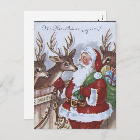 Vintage Weihnachtsfeiertagskarte Feiertagspostkarte (Vorne/Hinten)