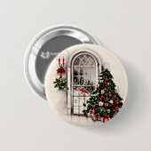 Vintage-Weihnachtsfenster-Button Button (Vorne & Hinten)