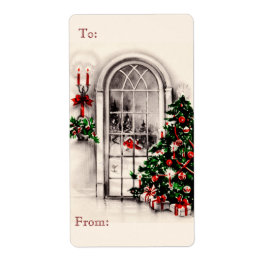 Vintage-Weihnachtsfenster-Skizze-Geschenkanhänger-