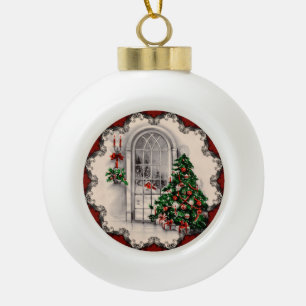 Vintage-Weihnachtsfensterdekoration Keramik Kugel-Ornament