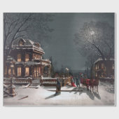 Vintage Weihnachtsferien im Mondlicht Geschenkpapier (Flach)