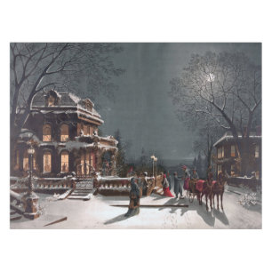 Vintage Weihnachtsferien im Mondlicht Tischdecke