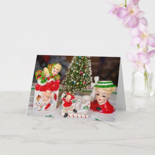 Vintage Weihnachtsferien Mitte des Jahrhunderts Ne Karte (Orchidee)