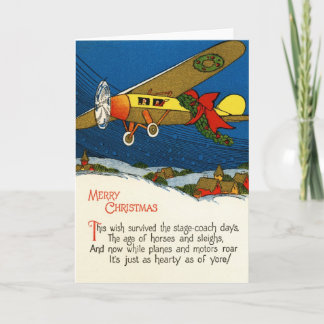 Vintage-Weihnachtsflugzeug Feiertagskarte