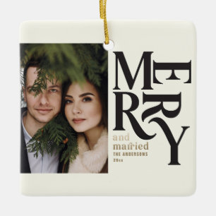 Vintage Weihnachtsfoto von glücklichen Verheiratet Keramikornament