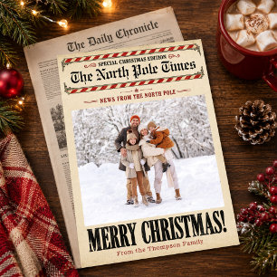 Vintage-Weihnachtsfoto-Zeitung Feiertagskarte