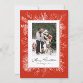 Vintage Weihnachtsfotokarte mit rotem Rahmen (Vorderseite)