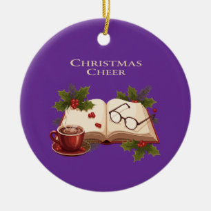 Vintage-Weihnachtsfreude Buchliebhabers gemütliche Keramik Ornament