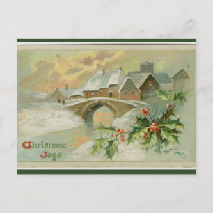 Vintage-Weihnachtsfreuden-Winterszene Postkarte