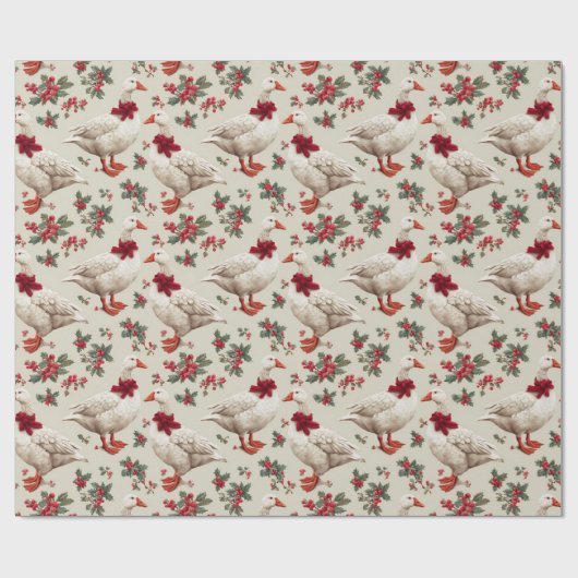 Vintage Weihnachtsgans Albern Geschenkpapier (Flach)