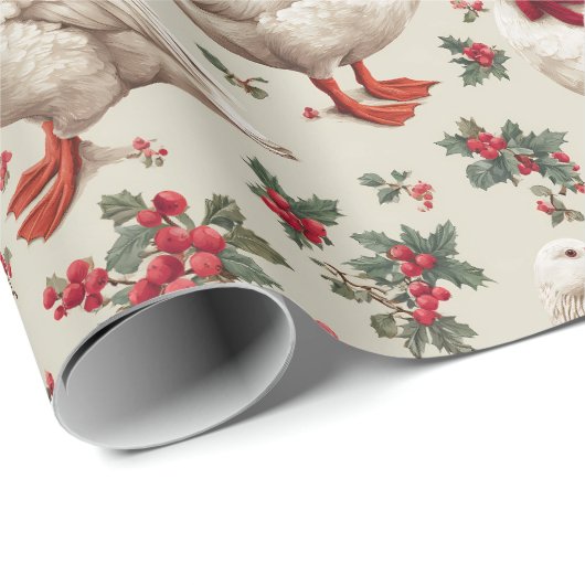 Vintage Weihnachtsgans Albern Geschenkpapier (Rolleneckpunkt)