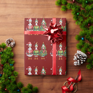 Vintage-Weihnachtsgans-Santa-Ente-Silvester-Gans Geschenkpapier
