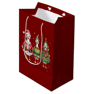 Vintage-Weihnachtsgans-Santa-Ente-Silvester-Gans Mittlere Geschenktüte