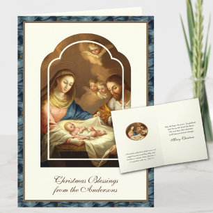 Vintage-Weihnachtsgeburt Jesu Maria Josef Feiertagskarte
