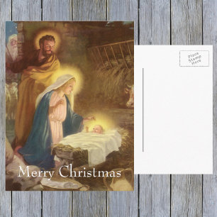 Vintage-Weihnachtsgeburt, Maria Josef Jesuskind Feiertagspostkarte