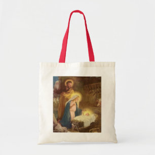 Vintage-Weihnachtsgeburt, Maria Josef Jesuskind Tragetasche
