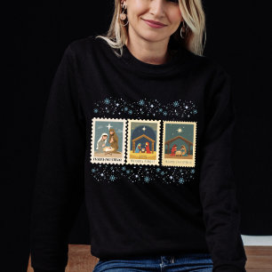 Vintage-Weihnachtsgeburt-Stempel-Sammlung Sweatshirt