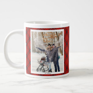 Vintage-Weihnachtsgeschenk 2 Foto Trendy Rot Karie Jumbo-Tasse