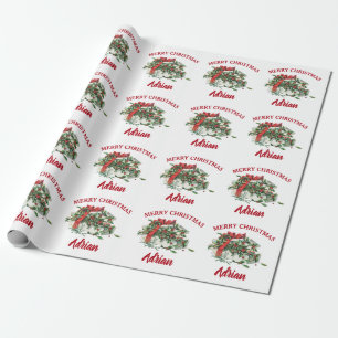 Vintage-Weihnachtsgeschenk Stechpalmen-Beeren Benu Geschenkpapier