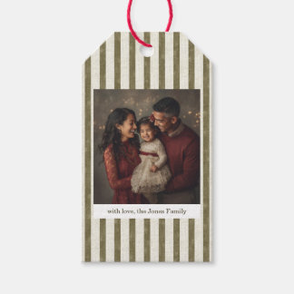 Vintage-Weihnachtsgeschenkanhänger mit grünen Stre Geschenkanhänger