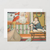 Vintage Weihnachtsgeschenke für einen Kinderurlaub Postkarte (Vorne/Hinten)