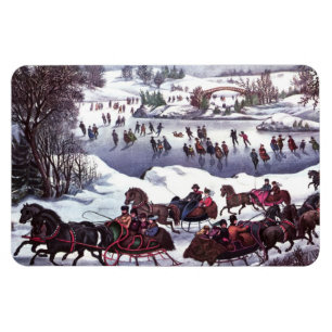 Vintage Weihnachtsgeschenke im Winter Magnet