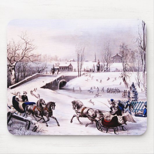 Vintage Weihnachtsgeschenke im Winter Mousepad (Vorne)