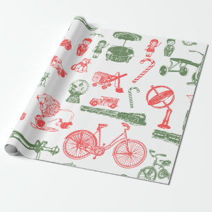 Vintage Weihnachtsgeschenke in Rot, Grün und Weiß Geschenkpapier