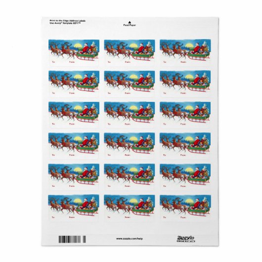 Vintage Weihnachtsgeschenke Tags Adressaufkleber (Vorne)