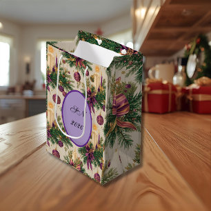 Vintage-Weihnachtsgeschenktasche mit individuellem Mittlere Geschenktüte