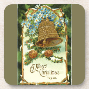 Vintage-Weihnachtsglocke und Zapfen Untersetzer