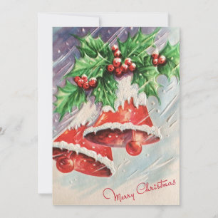 Vintage-Weihnachtsglocken auf Stechpalme Feiertagskarte